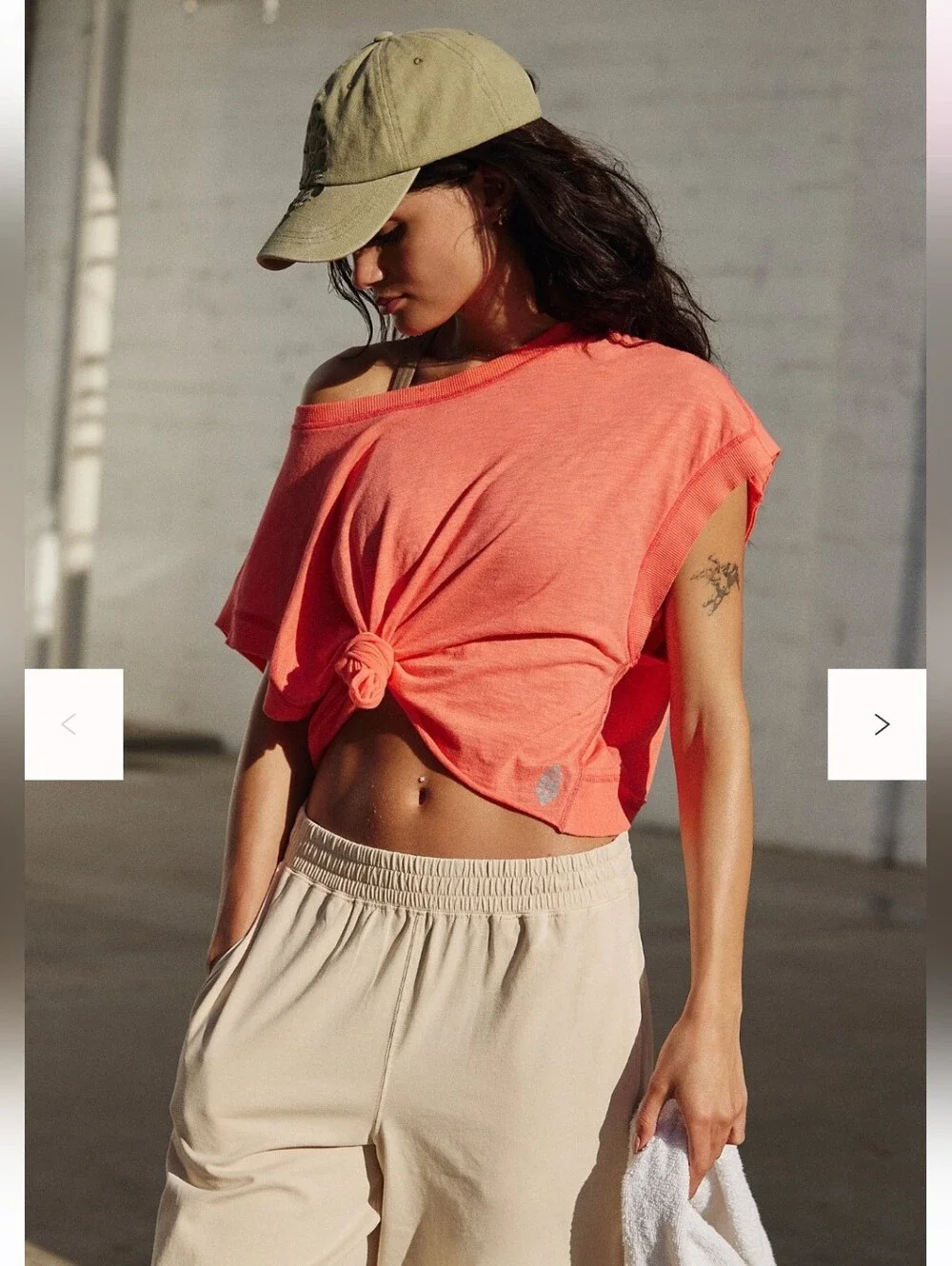 NWT Free People Movement My Time tee Neon coral